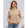 imageECOWISH Women Tops Quarter Zip Fall Winter Spring Tunic Casual Oversized Sweatshirt Ribbed Quilted Pullover Vneck Outfit 202567khaki