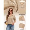 imageECOWISH Women Tops Quarter Zip Fall Winter Spring Tunic Casual Oversized Sweatshirt Ribbed Quilted Pullover Vneck Outfit 202567khaki