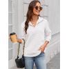 imageECOWISH Women Tops Quarter Zip Fall Winter Spring Tunic Casual Oversized Sweatshirt Ribbed Quilted Pullover Vneck Outfit 202567white
