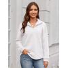 imageECOWISH Women Tops Quarter Zip Fall Winter Spring Tunic Casual Oversized Sweatshirt Ribbed Quilted Pullover Vneck Outfit 202567white
