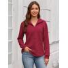 imageECOWISH Women Tops Quarter Zip Fall Winter Spring Tunic Casual Oversized Sweatshirt Ribbed Quilted Pullover Vneck Outfit 202567wine Red