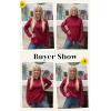 imageECOWISH Women Tops Quarter Zip Fall Winter Spring Tunic Casual Oversized Sweatshirt Ribbed Quilted Pullover Vneck Outfit 202567wine Red
