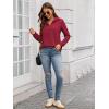 imageECOWISH Women Tops Quarter Zip Fall Winter Spring Tunic Casual Oversized Sweatshirt Ribbed Quilted Pullover Vneck Outfit 202567wine Red