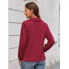 imageECOWISH Women Tops Quarter Zip Fall Winter Spring Tunic Casual Oversized Sweatshirt Ribbed Quilted Pullover Vneck Outfit 202567wine Red