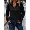 imageECOWISH Women Tops Quarter Zip Fall Winter Spring Tunic Casual Oversized Sweatshirt Ribbed Quilted Pullover Vneck Outfit 2025Black