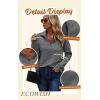 imageECOWISH Women Tops Quarter Zip Fall Winter Spring Tunic Casual Oversized Sweatshirt Ribbed Quilted Pullover Vneck Outfit 2025Dark Grey