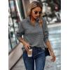imageECOWISH Women Tops Quarter Zip Fall Winter Spring Tunic Casual Oversized Sweatshirt Ribbed Quilted Pullover Vneck Outfit 2025Dark Grey