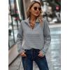 imageECOWISH Women Tops Quarter Zip Fall Winter Spring Tunic Casual Oversized Sweatshirt Ribbed Quilted Pullover Vneck Outfit 2025Hemp Gray