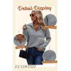 imageECOWISH Women Tops Quarter Zip Fall Winter Spring Tunic Casual Oversized Sweatshirt Ribbed Quilted Pullover Vneck Outfit 2025Hemp Gray