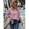 imageECOWISH Women Tops Quarter Zip Fall Winter Spring Tunic Casual Oversized Sweatshirt Ribbed Quilted Pullover Vneck Outfit 2025Pink