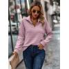 imageECOWISH Women Tops Quarter Zip Fall Winter Spring Tunic Casual Oversized Sweatshirt Ribbed Quilted Pullover Vneck Outfit 2025Pink