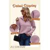 imageECOWISH Women Tops Quarter Zip Fall Winter Spring Tunic Casual Oversized Sweatshirt Ribbed Quilted Pullover Vneck Outfit 2025Pink