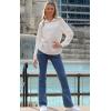 imageECOWISH Women Tops Quarter Zip Fall Winter Spring Tunic Casual Oversized Sweatshirt Ribbed Quilted Pullover Vneck Outfit 2025White