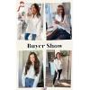 imageECOWISH Women Tops Quarter Zip Fall Winter Spring Tunic Casual Oversized Sweatshirt Ribbed Quilted Pullover Vneck Outfit 2025White