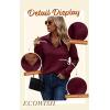 imageECOWISH Women Tops Quarter Zip Fall Winter Spring Tunic Casual Oversized Sweatshirt Ribbed Quilted Pullover Vneck Outfit 2025Wine Red