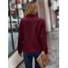 imageECOWISH Women Tops Quarter Zip Fall Winter Spring Tunic Casual Oversized Sweatshirt Ribbed Quilted Pullover Vneck Outfit 2025Wine Red