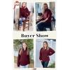 imageECOWISH Women Tops Quarter Zip Fall Winter Spring Tunic Casual Oversized Sweatshirt Ribbed Quilted Pullover Vneck Outfit 2025Wine Red