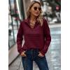 imageECOWISH Women Tops Quarter Zip Fall Winter Spring Tunic Casual Oversized Sweatshirt Ribbed Quilted Pullover Vneck Outfit 2025Wine Red