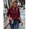 imageECOWISH Women Tops Quarter Zip Fall Winter Spring Tunic Casual Oversized Sweatshirt Ribbed Quilted Pullover Vneck Outfit 2025Wine Red