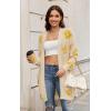 imageECOWISH Women Cardigan Sweaters Long Floral Striped Winter Fall Long Sleeve Open Front Cozy Knitted Daisy Fuzzy Coats Outwear69beige Floral