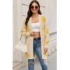 imageECOWISH Women Cardigan Sweaters Long Floral Striped Winter Fall Long Sleeve Open Front Cozy Knitted Daisy Fuzzy Coats Outwear69beige Floral
