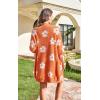 imageECOWISH Women Cardigan Sweaters Long Floral Striped Winter Fall Long Sleeve Open Front Cozy Knitted Daisy Fuzzy Coats Outwear69orange Floral