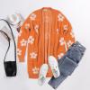 imageECOWISH Women Cardigan Sweaters Long Floral Striped Winter Fall Long Sleeve Open Front Cozy Knitted Daisy Fuzzy Coats Outwear69orange Floral
