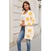 imageECOWISH Women Cardigan Sweaters Long Floral Striped Winter Fall Long Sleeve Open Front Cozy Knitted Daisy Fuzzy Coats Outwear69white Floral