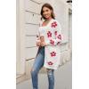 imageECOWISH Women Cardigan Sweaters Long Floral Striped Winter Fall Long Sleeve Open Front Cozy Knitted Daisy Fuzzy Coats Outwear69white Red Floral