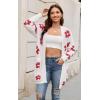 imageECOWISH Women Cardigan Sweaters Long Floral Striped Winter Fall Long Sleeve Open Front Cozy Knitted Daisy Fuzzy Coats Outwear69white Red Floral