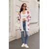 imageECOWISH Women Cardigan Sweaters Long Floral Striped Winter Fall Long Sleeve Open Front Cozy Knitted Daisy Fuzzy Coats Outwear69white Red Floral