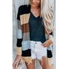 imageECOWISH Women Cardigan Sweaters Long Floral Striped Winter Fall Long Sleeve Open Front Cozy Knitted Daisy Fuzzy Coats OutwearBlack