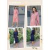 imageECOWISH Womens Midi Dress 2025 Fall Long Sleeve Tie Waist Elegant Work Party Cocktail A Line Flowy Dresses with PocketsNavy Blue
