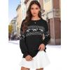 imageECOWISH Womens Sweaters Casual Lantern Long Sleeve Knit Tops Bow Jumper Crew Neck Pullover Oversized Outfits Fall Winter 2025Blackv