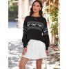 imageECOWISH Womens Sweaters Casual Lantern Long Sleeve Knit Tops Bow Jumper Crew Neck Pullover Oversized Outfits Fall Winter 2025Blackv