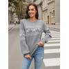 imageECOWISH Womens Sweaters Casual Lantern Long Sleeve Knit Tops Bow Jumper Crew Neck Pullover Oversized Outfits Fall Winter 2025Gray