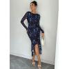 imageECOWISH Womens Ruched Bodycon Maxi Dress 2025 Long Sleeve Ruffle Hem Mermaid Dress Formal Cocktail Wedding Party DressesBlack