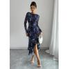 imageECOWISH Womens Ruched Bodycon Maxi Dress 2025 Long Sleeve Ruffle Hem Mermaid Dress Formal Cocktail Wedding Party DressesBlack