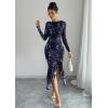 imageECOWISH Womens Ruched Bodycon Maxi Dress 2025 Long Sleeve Ruffle Hem Mermaid Dress Formal Cocktail Wedding Party DressesBlack