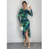 imageECOWISH Womens Ruched Bodycon Maxi Dress 2025 Long Sleeve Ruffle Hem Mermaid Dress Formal Cocktail Wedding Party DressesGreen