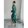imageECOWISH Womens Ruched Bodycon Maxi Dress 2025 Long Sleeve Ruffle Hem Mermaid Dress Formal Cocktail Wedding Party DressesGreen