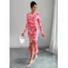 imageECOWISH Womens Ruched Bodycon Maxi Dress 2025 Long Sleeve Ruffle Hem Mermaid Dress Formal Cocktail Wedding Party DressesPink