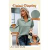 imageECOWISH Women Tops Quarter Zip Fall Winter Tunics Casual Oversized Pullover Ribbed Quilted V Neck Collared Outfits Loose 202523grey Green