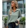 imageECOWISH Women Tops Quarter Zip Fall Winter Tunics Casual Oversized Pullover Ribbed Quilted V Neck Collared Outfits Loose 202523grey Green
