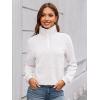 imageECOWISH Women Tops Quarter Zip Fall Winter Tunics Casual Oversized Pullover Ribbed Quilted V Neck Collared Outfits Loose 202567white