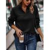 imageECOWISH Women Tops Quarter Zip Fall Winter Tunics Casual Oversized Pullover Ribbed Quilted V Neck Collared Outfits Loose 2025Black