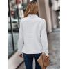 imageECOWISH Women Tops Quarter Zip Fall Winter Tunics Casual Oversized Pullover Ribbed Quilted V Neck Collared Outfits Loose 2025White