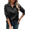 imageECOWISH Women Tops Quarter Zip Fall Winter Tunics Casual Oversized Pullover Ribbed Quilted V Neck Collared Outfits Loose 202523black