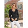 imageECOWISH Women Dressy Ruffle Blouse 2025 Long Sleeve Peplum Work Shirts Elegant V Neck Smocked Waist Business Casual Tops452 Blackv