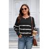 imageECOWISH Womens Long Sleeve Crewneck Striped Sweater  Fall 2025 Trendy Casual Knitwear for Office ampamp Daily WearBlack